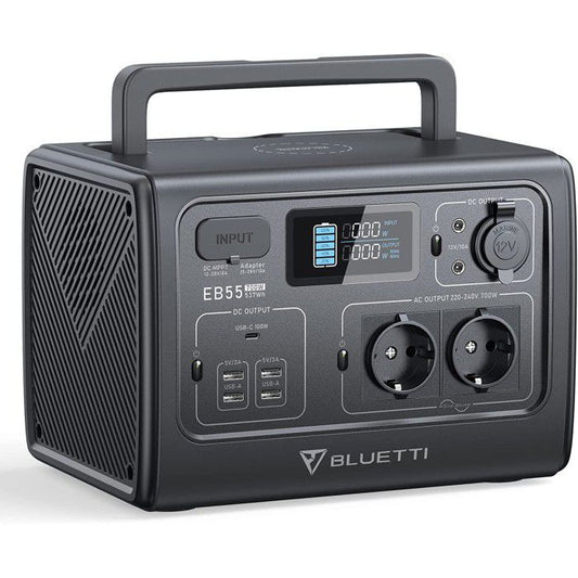 transpotabelt batteri - strøm til din autocamper. Powerstation: Din uundværlige følgesvend til tagtelt-eventyr og campervan-ture! Oplev friheden og bekvemmeligheden ved at have strøm på farten med BLUETTI EB55, den ultimative transportable powerstation til eventyrlystne campister og frihedselskende sjæle! 537Wh premium LiFePO4 batteri